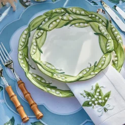 Lily of the Valley White Linen Napkins (Set of 4)
