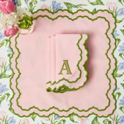 Lily Pink & Green Placemats & Napkins (Set of 4)