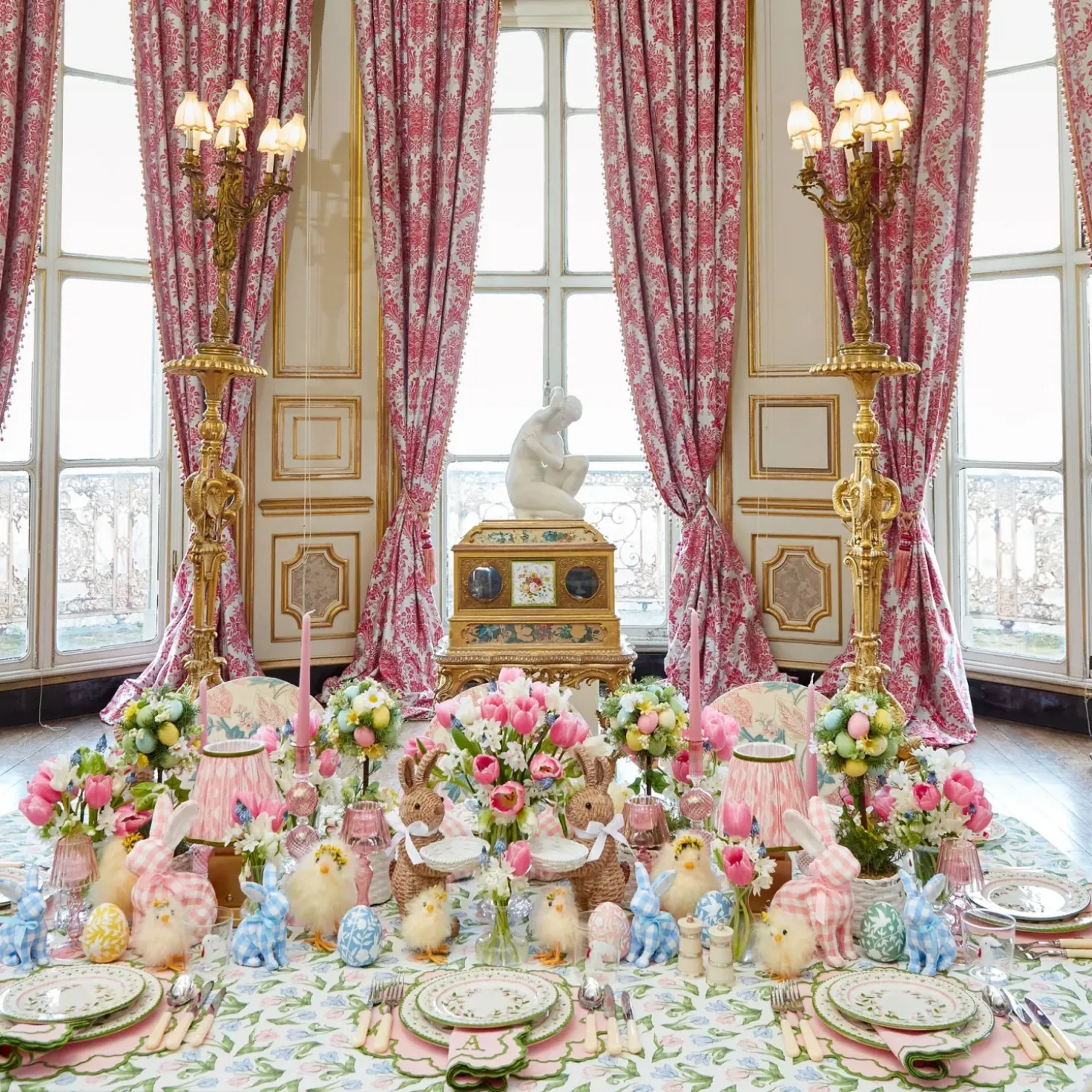 Lily Pink & Green Placemats & Napkins (Set of 4)