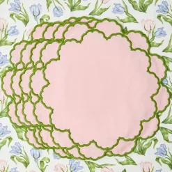 Lily Pink & Green Placemats & Napkins (Set of 4)