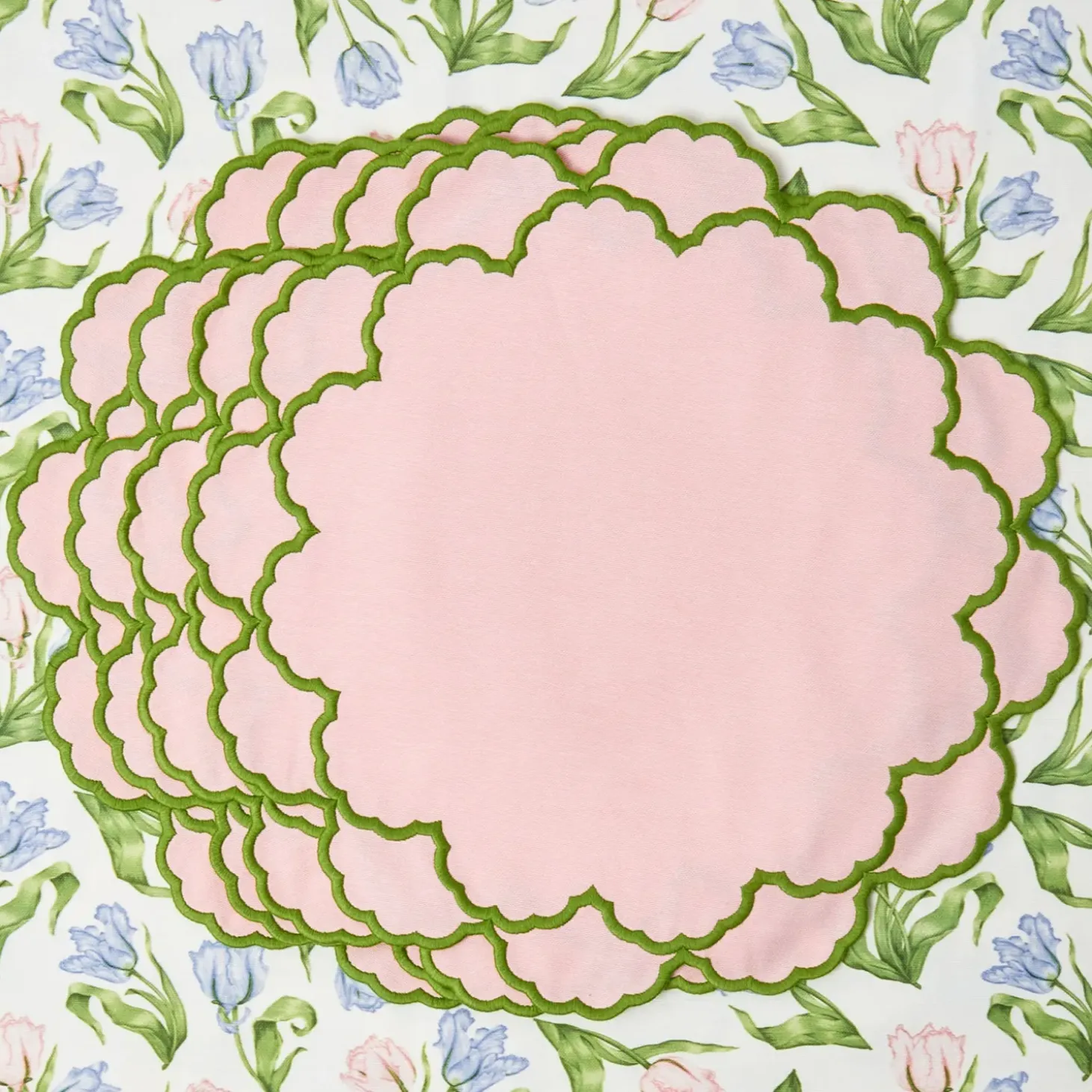Lily Pink & Green Placemats & Napkins (Set of 4)