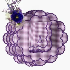 Lily Purple Gingham Placemats & Napkins (Set of 4)