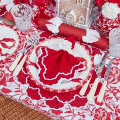 Lily Red & White Placemats & Napkins (Set of 4)