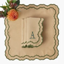 Lily Sand & Green Placemats & Napkins (Set of 4)