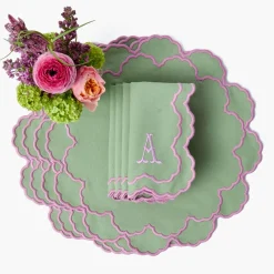 Lily Soft Green & Pink Placemats & Napkins (Set of 4)