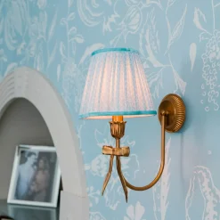 Marilyn Bow Rechargeable Wall Light with Soft Blue Lotus Shade (18cm)
