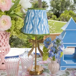 Marilyn Bow Rechargeable Lamp with Blue & Green Ikat Shade (18cm)