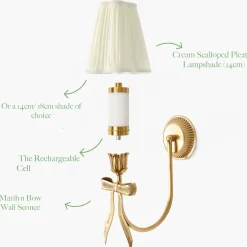 Marilyn Bow Rechargeable Wall Light with Cream Shade (14cm)