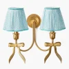Marilyn Bow Rechargeable Double Wall Light with Soft Blue Lotus Shades (18cm)