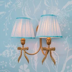 Marilyn Bow Rechargeable Double Wall Light with Soft Blue Lotus Shades (18cm)