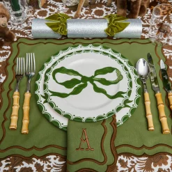 Marilyn Forest Green Bow Dinner & Starter Plates (Set of 8)