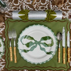 Marilyn Forest Green Bow Dinner Plate
