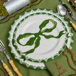 Marilyn Forest Green Bow Starter Plates (Set of 4)