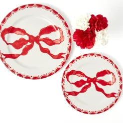 Marilyn Red Bow Dinner & Starter Plates (Set of 8)