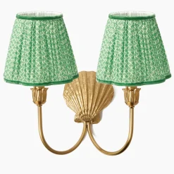 Marina Rechargeable Double Wall Light with Green Lotus Shades (18cm)