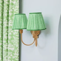 Marina Rechargeable Double Wall Light with Green Lotus Shades (18cm)