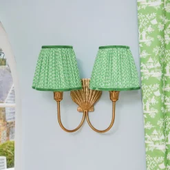 Marina Rechargeable Double Wall Light with Green Lotus Shades (18cm)