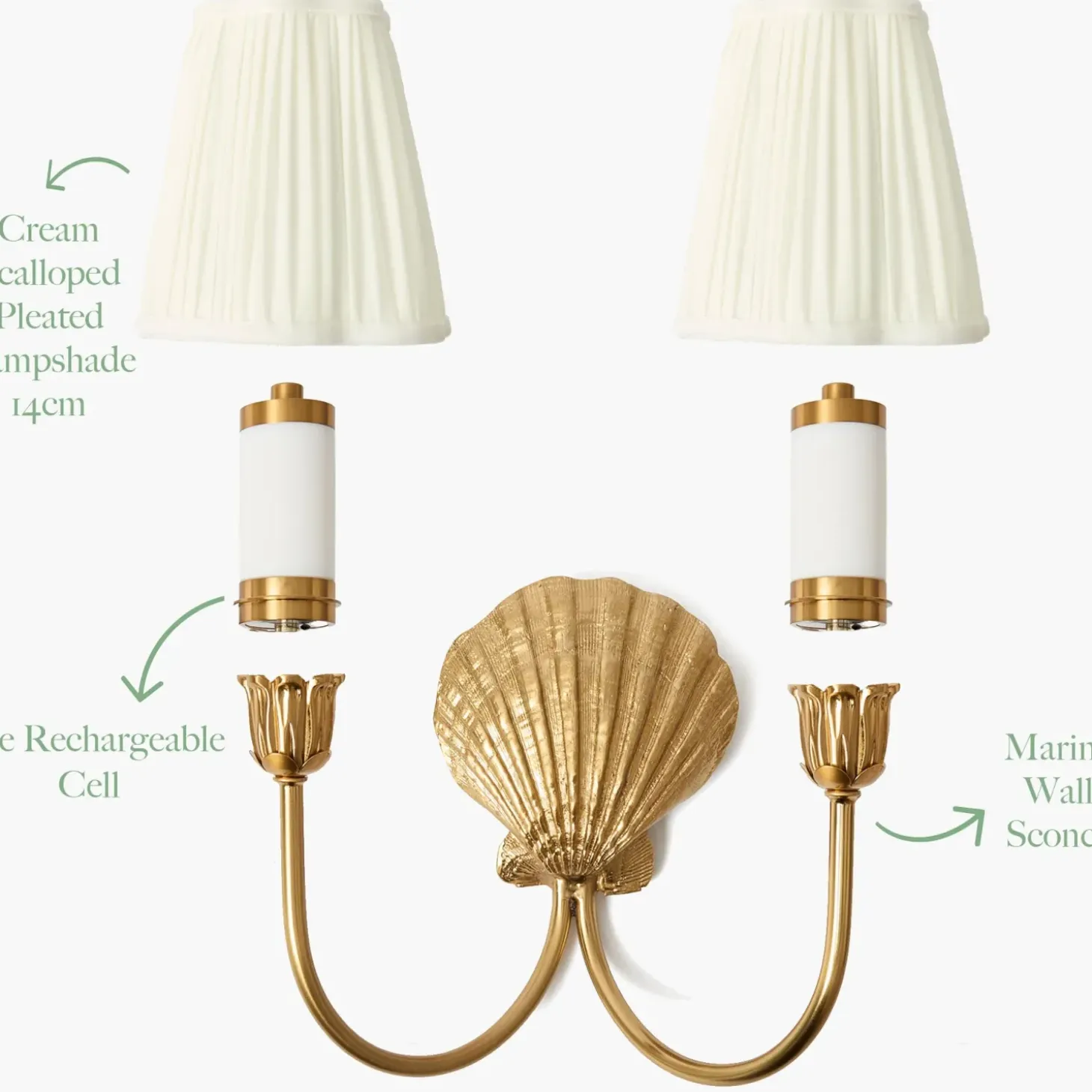 Marina Rechargeable Double Wall Light with Cream Shades (14cm)
