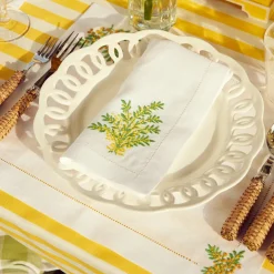 Mimosa White Linen Napkins (Set of 4)