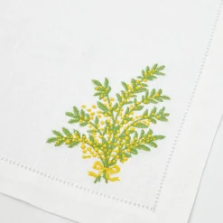 Mimosa White Linen Napkins (Set of 4)