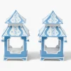 Mini Blue Ikat Pagoda Lantern (Pair)