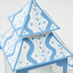 Mini Blue Ikat Pagoda Lantern (Pair)