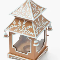 Mini Caramel Chinoiserie Pagoda Lantern (Pair)