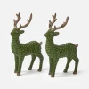 Mini Forest Green Rattan Reindeer (Pair) - 20cm