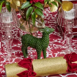 Mini Forest Green Rattan Reindeer (Pair) - 20cm