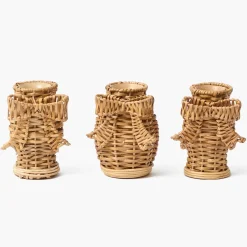 Mini Rattan Bow Vases (Set of 3)