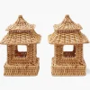 Mini Rattan Pagoda Lanterns (Pair)