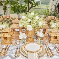 Mini Rattan Pagoda Lanterns (Pair)