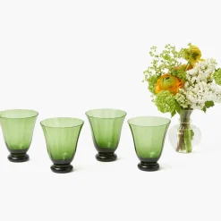 Moss Green Tulip Glasses (Set of 4)