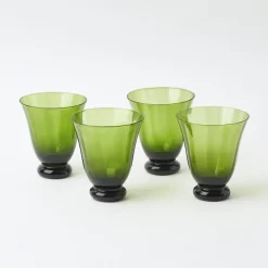 Moss Green Tulip Glasses (Set of 4)