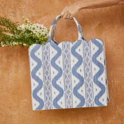 Mrs. Alice Tote Bag (Blue Ikat)