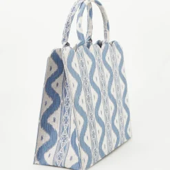 Mrs. Alice Tote Bag (Blue Ikat)