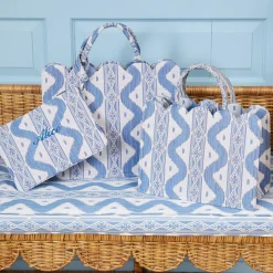 Mrs. Alice Tote Bag (Blue Ikat)