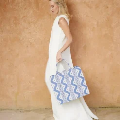 Mrs. Alice Tote Bag (Blue Ikat)