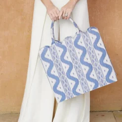 Mrs. Alice Tote Bag (Blue Ikat)