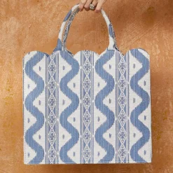 Mrs. Alice Tote Bag (Blue Ikat)