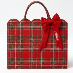 Mrs. Alice Tote Bag (Red Tartan) With Bow