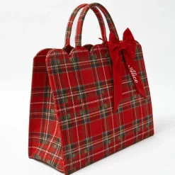 Mrs. Alice Tote Bag (Red Tartan) With Bow