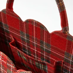 Mrs. Alice Tote Bag (Red Tartan) With Bow