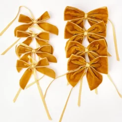 Mustard Velvet Mini Bows (Set of 4)