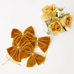 Mustard Velvet Napkin Bows (Set of 4)