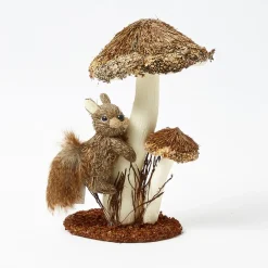 Natural Mushroom with Climbing Squirrel (Pair)