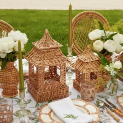 Natural Rattan Pagoda Lantern Set