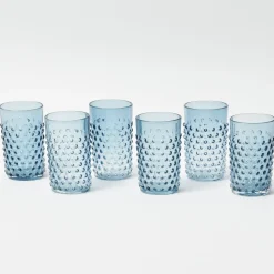 Navy Hobnail Glasses & Jug Set