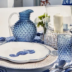 Navy Hobnail Glasses (Set of 6)