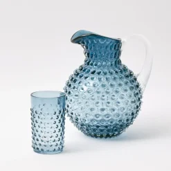Navy Hobnail Glasses (Set of 6)